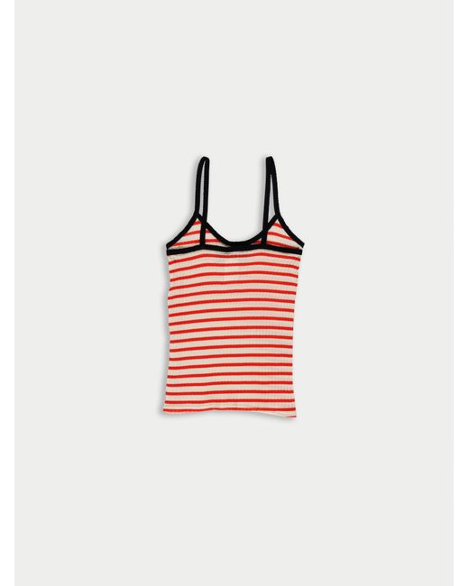 La Fetiche Red Jade Striped Fine Weight Ribbed Cami Top