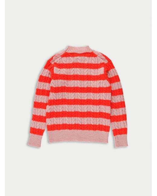 La Fetiche Red Kurt Striped Cable Sweater