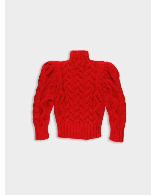 La Fetiche Red Cara Cable Cardigan