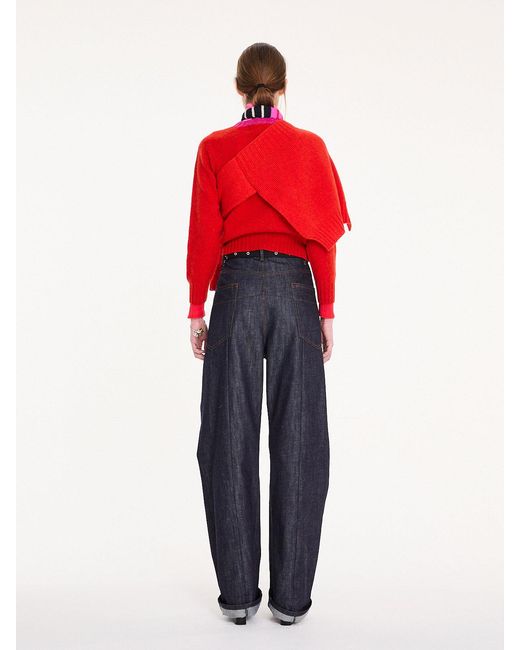 La Fetiche Red Fifi Crew Neck Shetland Sweater