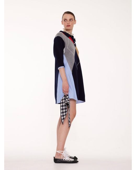La Fetiche Blue Jisoo Argyle Polo Dress