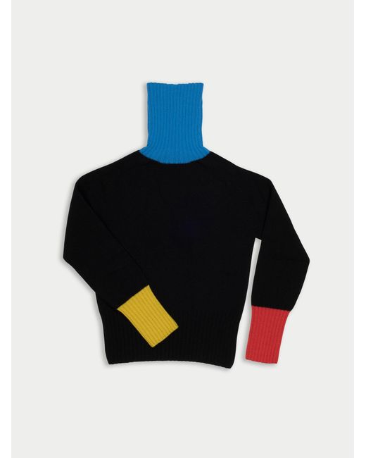 La Fetiche Blue Rudi Traditional Seam Free Polo-Neck Sweater With Contrast Ribs