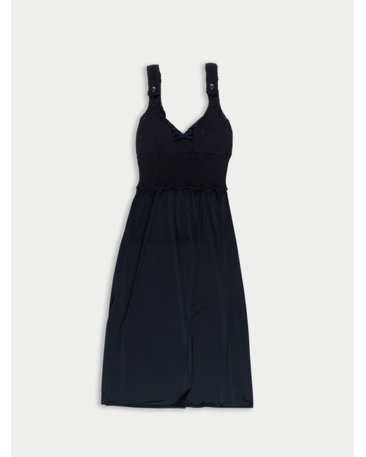 La Fetiche Blue Eleni Slip Dress With Knitted Bralette