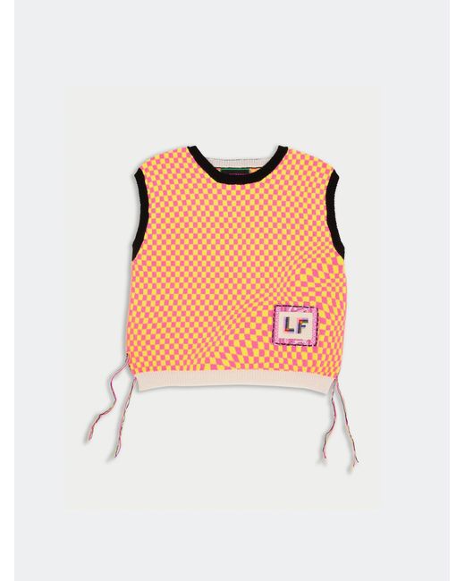 La Fetiche Multicolor Riley Optic Jacquard Lightweight Sleeveless Sweater