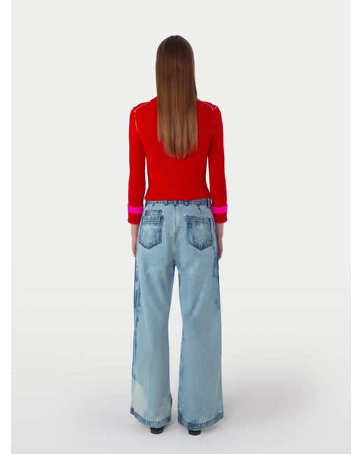 La Fetiche Red Rosemary Ribbed Cardigan