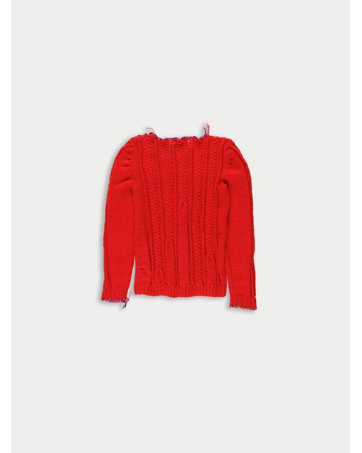 La Fetiche Red Ivy Handknitted Cable Sweater