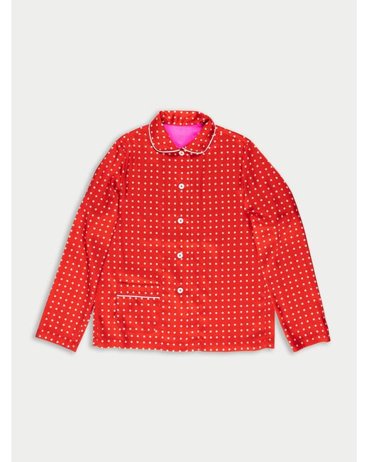 La Fetiche Red Charlotte Spotty Pyjama Style Shirt