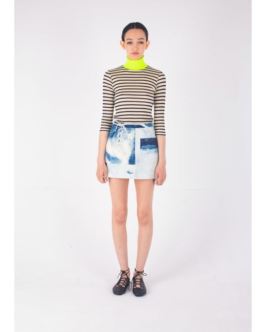 La Fetiche White Jacqueline Striped Ribbed Top