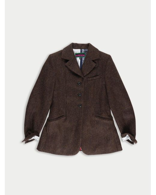 La Fetiche Brown Bianca Tweed Tailored Riding Jacket