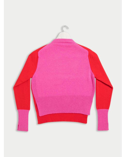 La Fetiche Red Diana Hand-Framed Colour Blocked Sweater With Metal 'D' Ring
