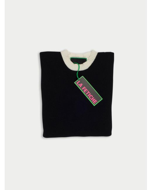La Fetiche Black Coco Hand Framed And Hand Finished Sweater With Graphic Styling Open