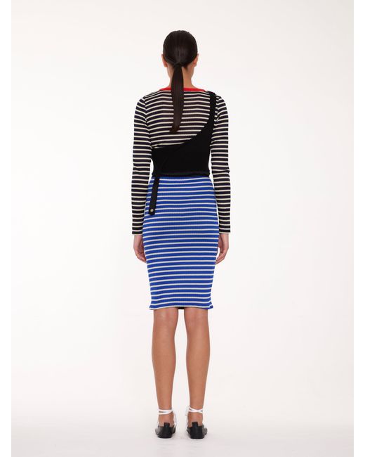 La Fetiche Blue Julie Ribbed Tube Skirt
