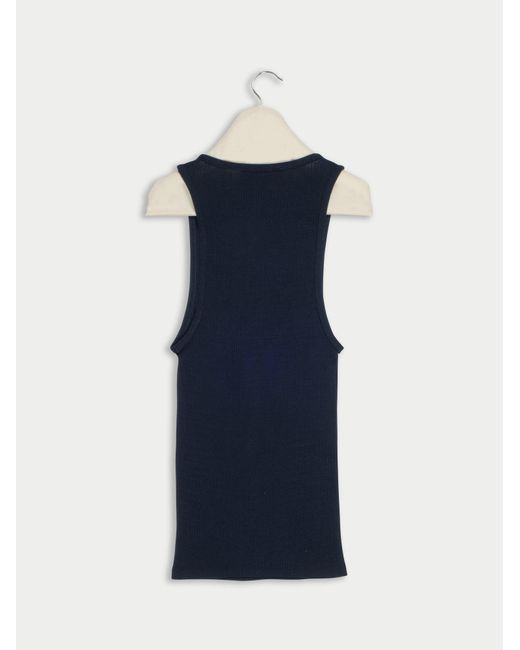 La Fetiche Blue Marcel Fine Weight Ribbed Tank Top