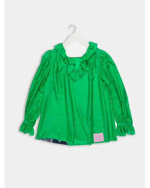 La Fetiche Green Zandra Lightweight Silk Blouse