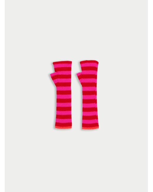 La Fetiche Red Claude Ribbed Striped Mittens