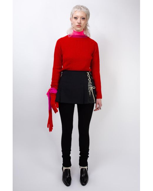La Fetiche Red Pierre Cable Knit Shetland Sweater