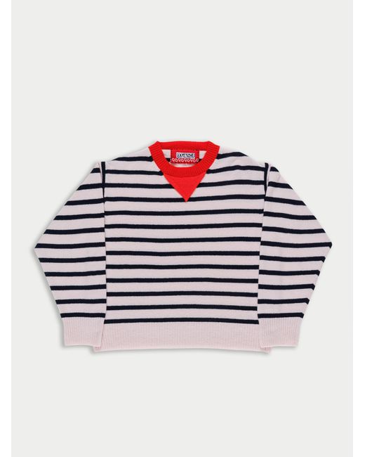 La Fetiche Red Olga Striped Crew Neck Sweater