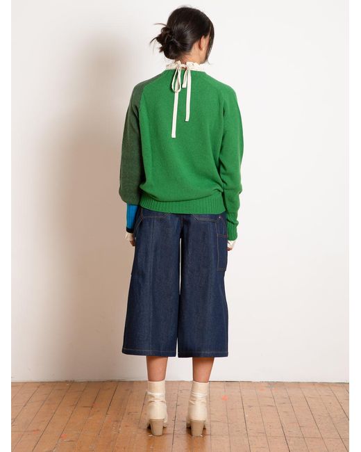 La Fetiche Green Percy Oversized Lambswool Sweater