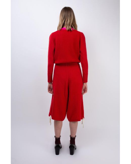 La Fetiche Red Alistair Oversized Knitted Skate Shorts