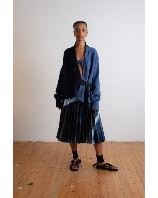 La Fetiche Blue Loulou Handframed Menswear Cardigan