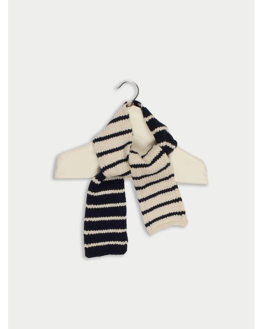 La Fetiche White Polly Jean Hand Knitted Striped Scarf