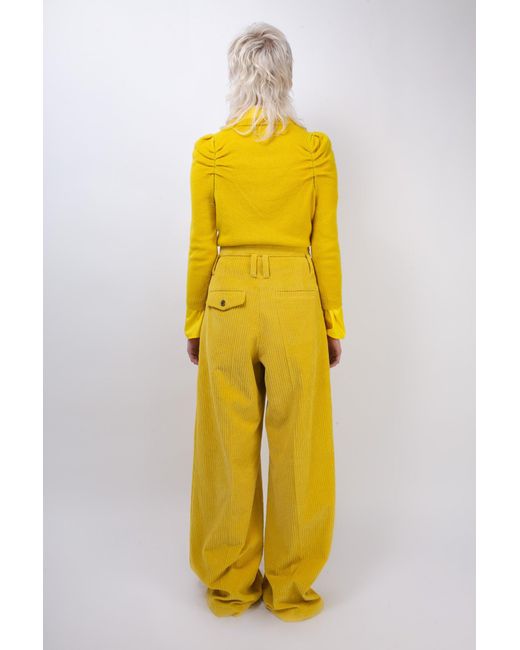 La Fetiche Yellow Angie Highwaisted Pleated Trousers