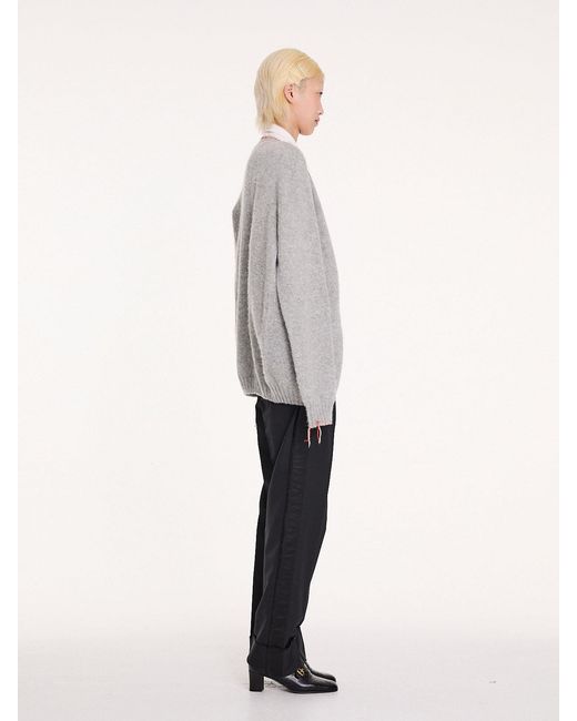 La Fetiche Gray Beaton Brushed V-Neck Cardigan