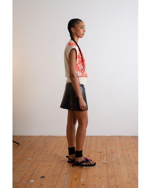 La Fetiche Black James Polished Rubber Rubber Bonded A-Line Panel Mini Skirt