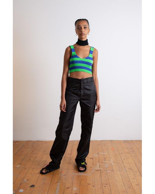 La Fetiche Blue Josephine Striped Knitted Bralette Top