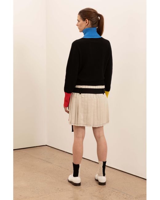 La Fetiche Blue Rudi Traditional Seam Free Polo-Neck Sweater With Contrast Ribs