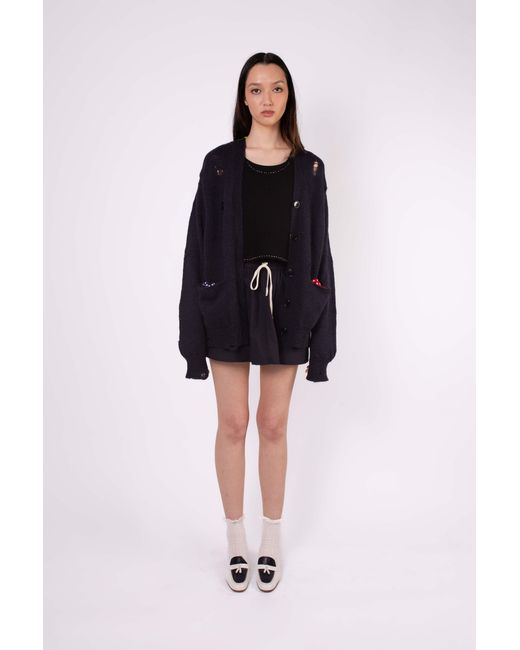 La Fetiche Blue Jojo Mistake Stitch Menswear Style Cardigan
