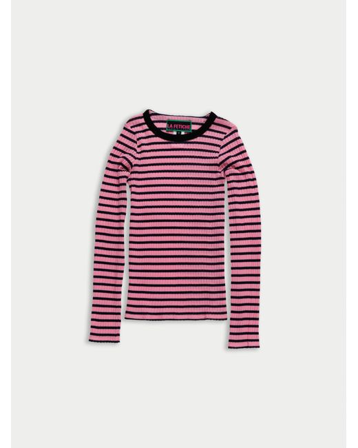 La Fetiche Red Jackie Raye Fine Weight Ribbed Top