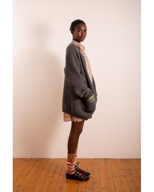 La Fetiche Gray Valerie Heavy Weight Knitted Cardigan