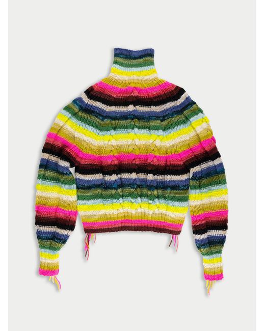 La Fetiche Multicolor Viola Hand Knitted Striped Sweater