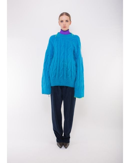 La Fetiche Blue Aurora Cable Sweater