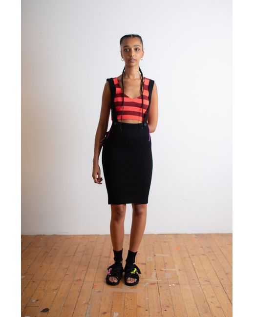 La Fetiche Black Daphne Ribbed Tube Knit Skirt