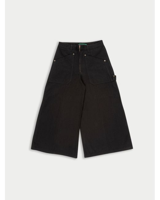 La Fetiche Black Honey High Waisted Deep Denim Culottes With Carpenter/Workwear Details