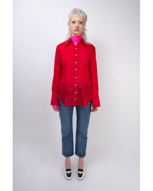 La Fetiche Red Tasha Lightweight Silk Shirt
