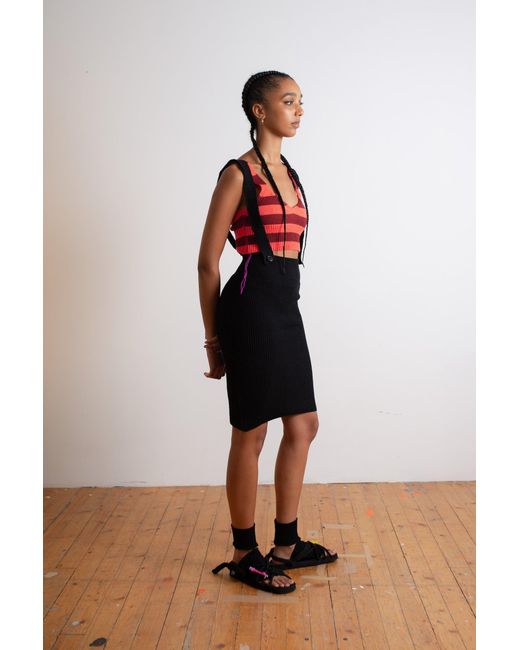 La Fetiche Black Daphne Ribbed Tube Knit Skirt