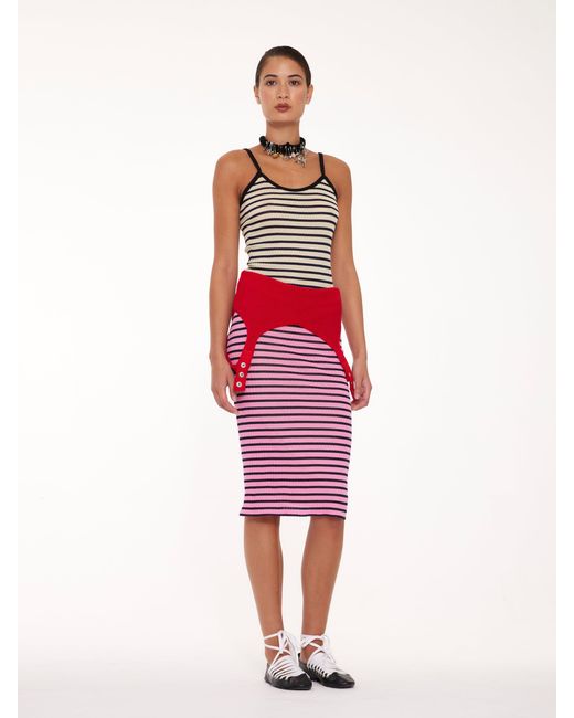 La Fetiche White Jade Striped Fine Weight Ribbed Cami Top