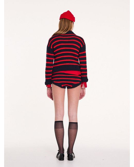 La Fetiche Red Sasha Handknitted Sailor Sweater