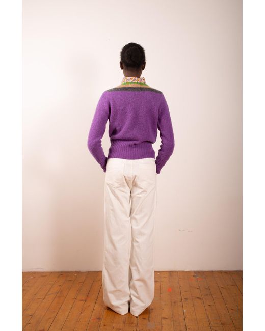 La Fetiche Purple Sophie Brushed Crew Neck Sweater
