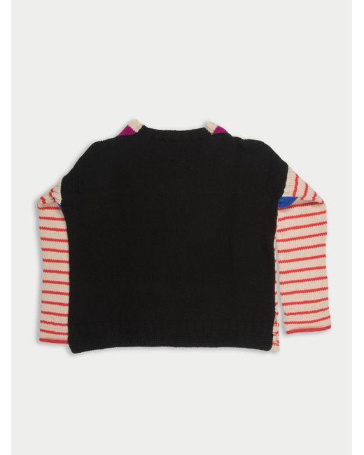 La Fetiche Pink Paloma Hand Knitted Oversized Striped Guernsey Sweater With Colour Blocked Details And Traditional Guernsey Details