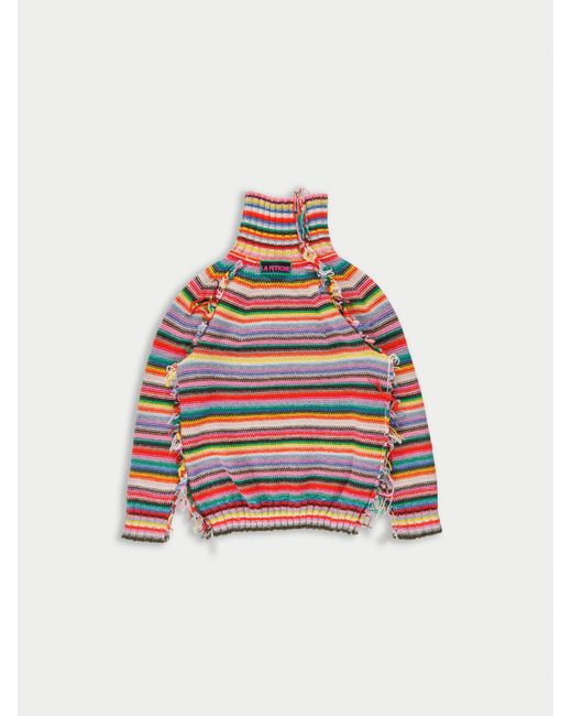 La Fetiche Red Solange Striped Polo Neck Sweater