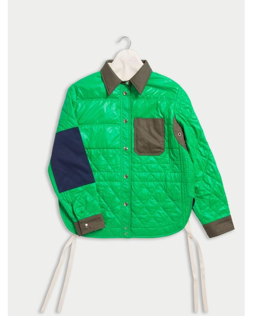 Women's Green Bill Lightweight Nylon/Cotton Padded Jacket With Workwear Patches