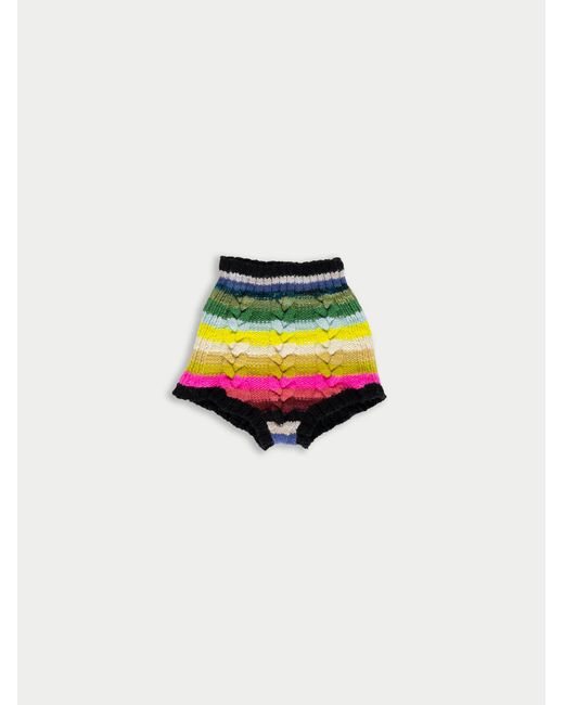 La Fetiche White Edie Hand Knitted Cable Pants