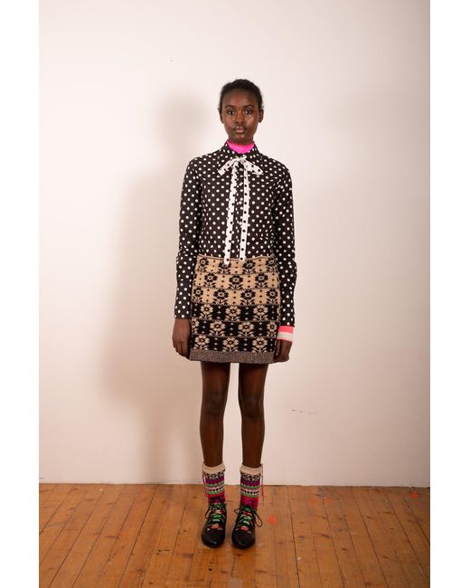 La Fetiche Black Tasha Dots Poplin And Polka Dot Blouse