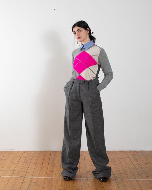 La Fetiche Pink Plum Traditional 'Argyle' Intarsia Sweater