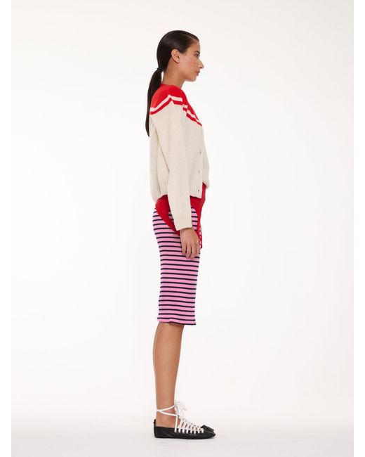 La Fetiche Red Maar Crew Neck Cardigan