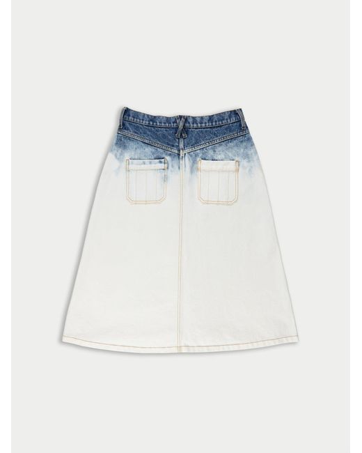 La Fetiche Blue Poppy Denim Mid Length Skirt